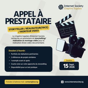 Visuel officiel d'appel à prestataire d'un storyteller pour le projet Atti Akakpe